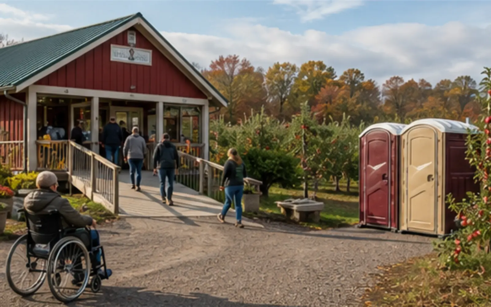 Accessible portable restroom and handwashing planning example for Sammamish, Washington