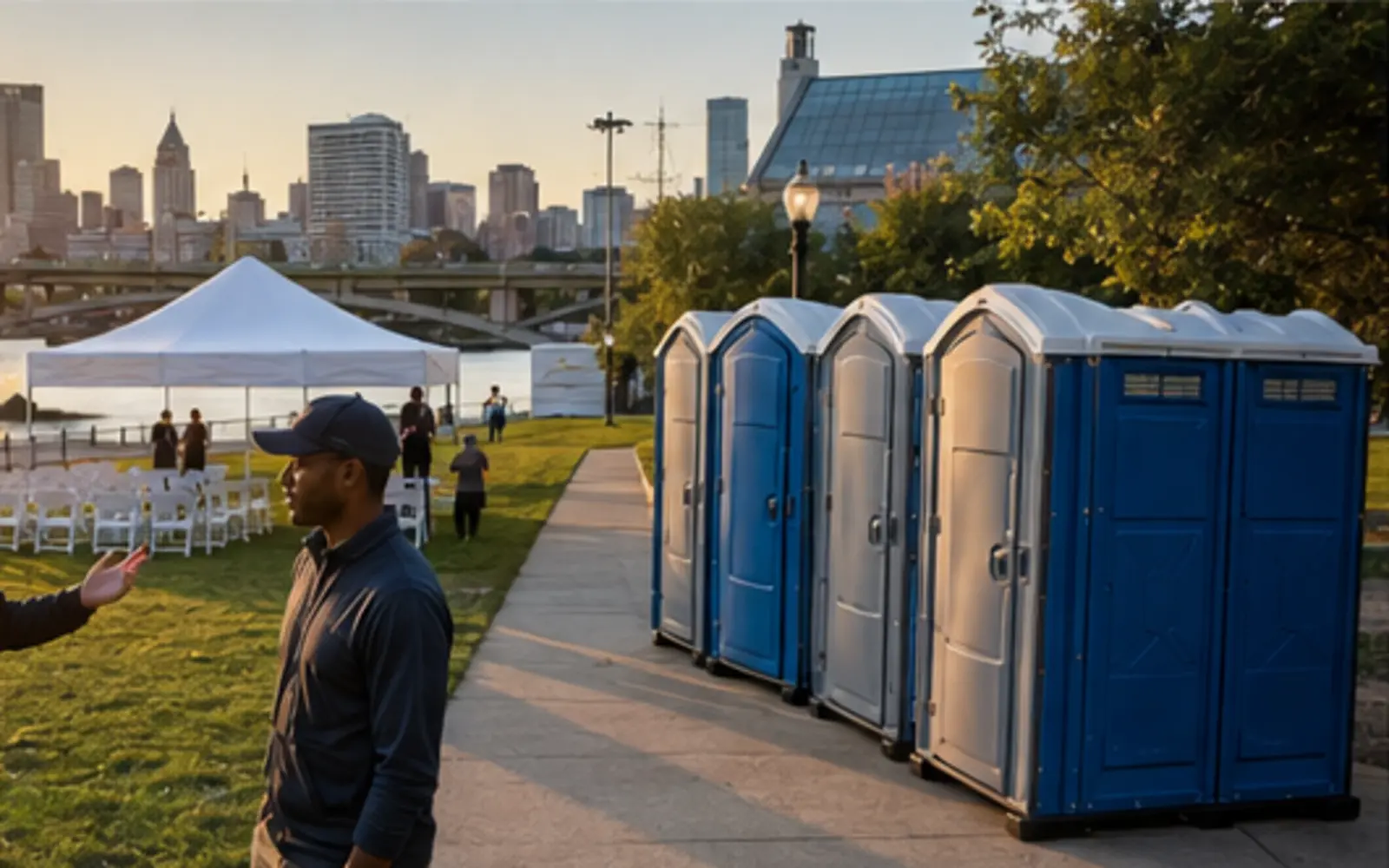 Portable restroom planning scene for customers in Auburn, Washington